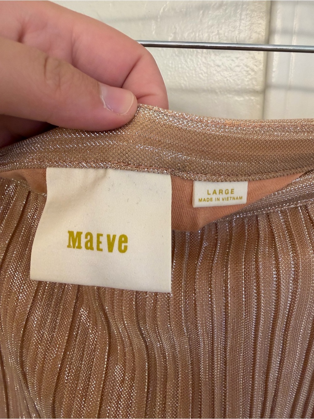 Maeve Ambra Pleated Midi Skirt Pink Rose Gold Metallic Size Large - Picture 4 of 8